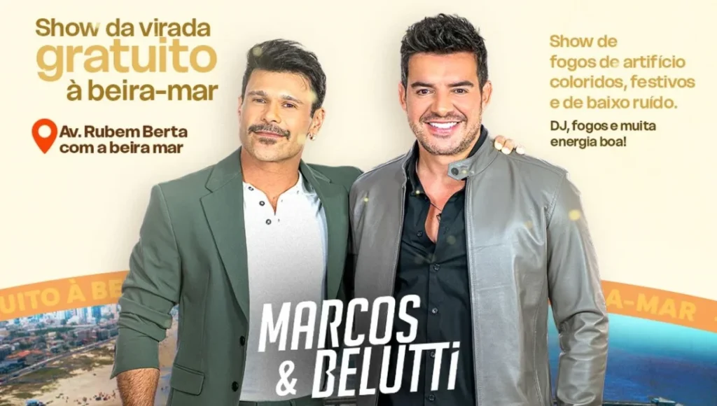 Tramandaí anuncia show nacional com Marcos & Belutti para celebrar o Réveillon 2026